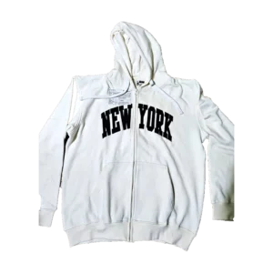 New York White Graphic Hoodie