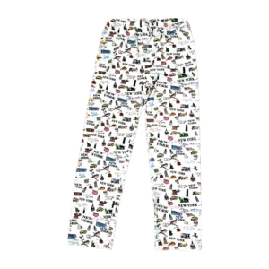 White All-Over Print Casual Pants