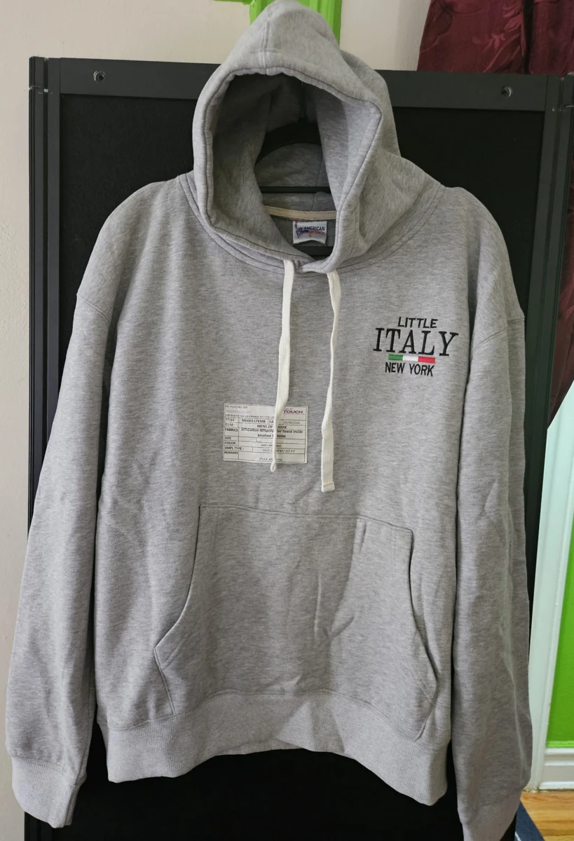 Little Italy Small-Logo Hoodie – Heather Grey