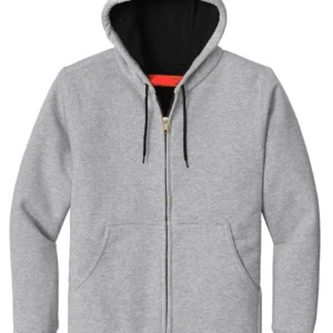 Essential Contrast-Lined Zip Hoodie – Heather Grey