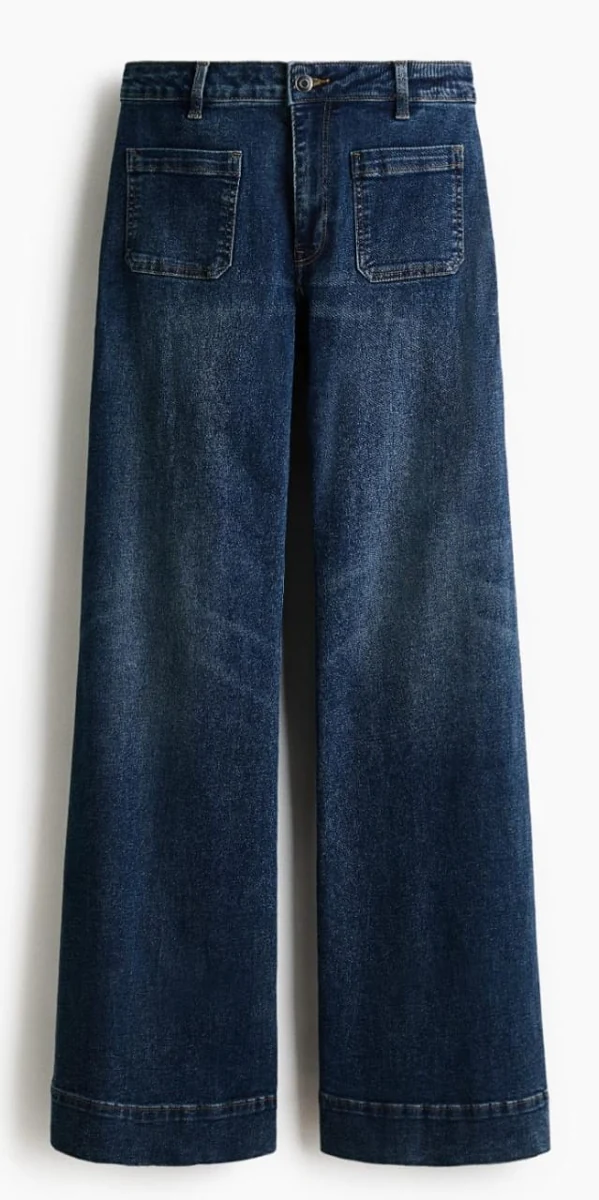 Wide-Leg Patch-Pocket Jeans – Denim Wash Collection