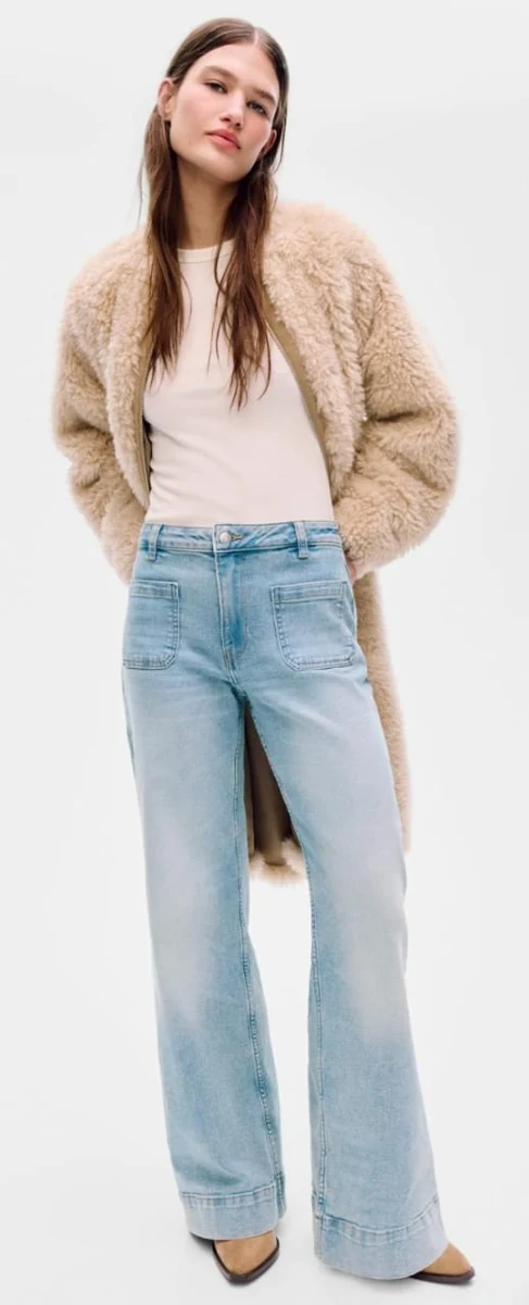 Wide-Leg Patch-Pocket Jeans – Denim Wash Collection - Image 4