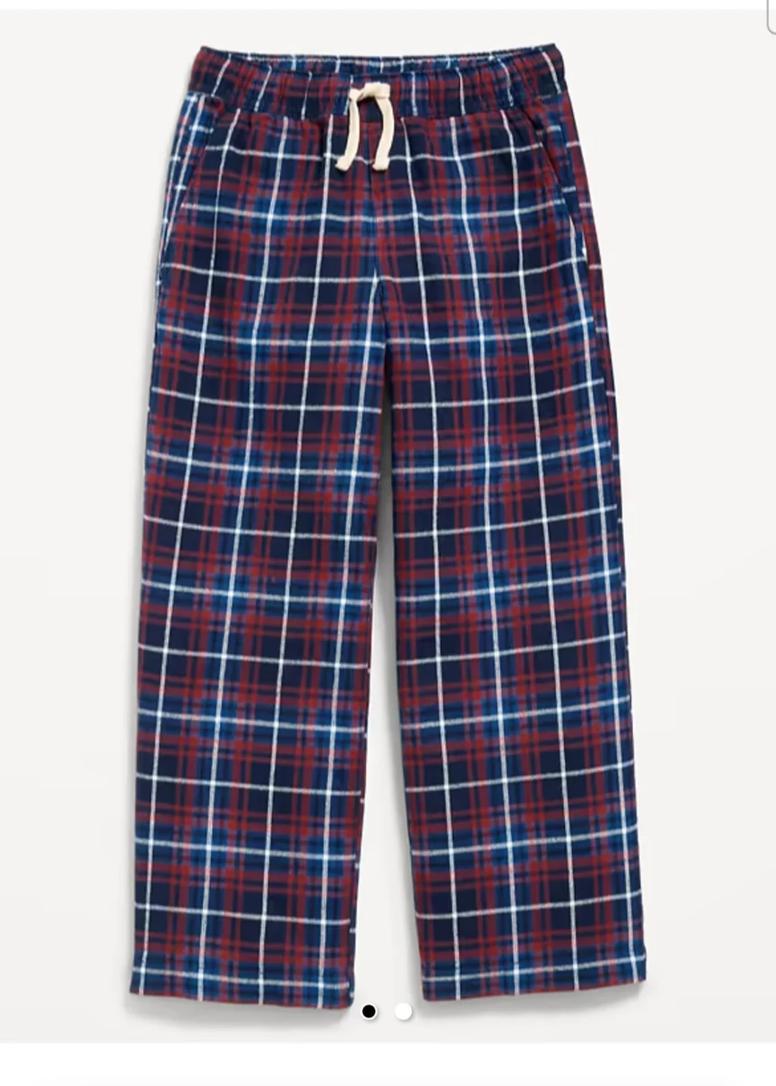 Drawstring Check Casual Pants – Burgundy and Navy