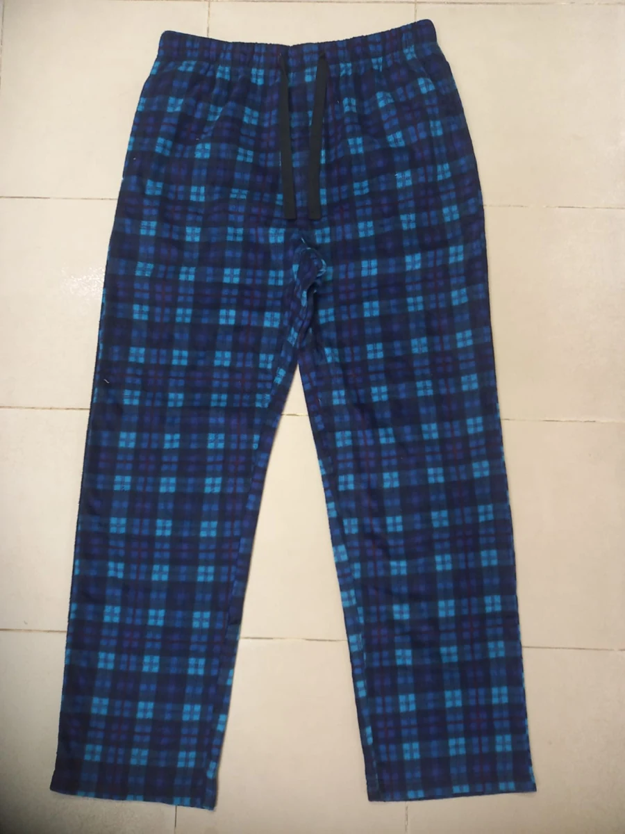 Check Casual Pants – Navy and Teal