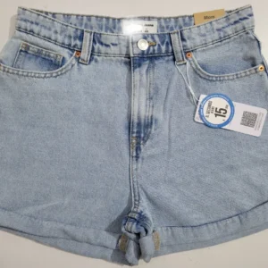 Cuffed Denim Shorts – Light Blue